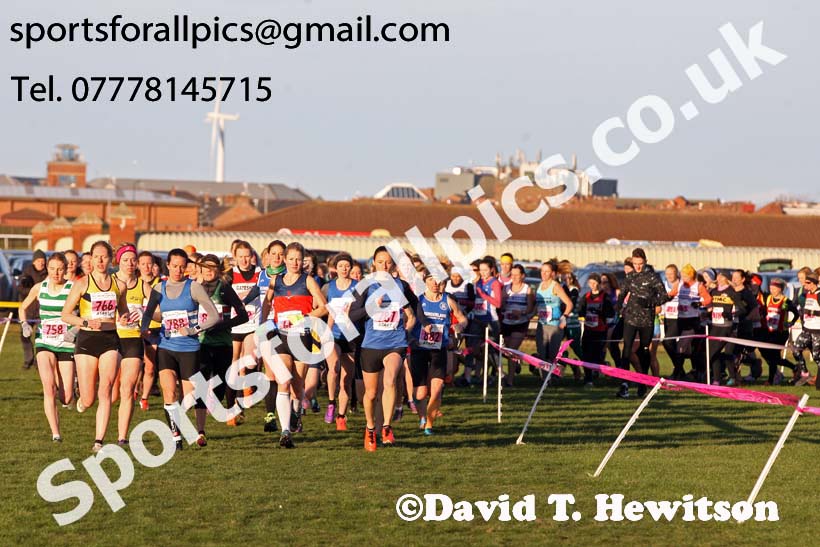 Senior womens North Eastern Cross Country, Redcar. Photo:  David T. Hewitson/Sports for All Pics